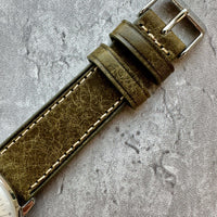 Thumbnail for Badalassi Carlo Waxed Cowhide Leather Watch Strap With Contrasting Cream Stitching