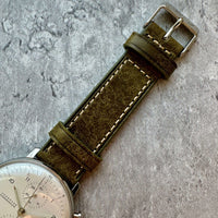 Thumbnail for Badalassi Carlo Waxed Cowhide Leather Watch Strap With Contrasting Cream Stitching