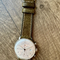 Thumbnail for Badalassi Carlo Waxed Cowhide Leather Watch Strap With Contrasting Cream Stitching