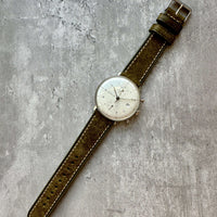 Thumbnail for Badalassi Carlo Waxed Cowhide Leather Watch Strap With Contrasting Cream Stitching