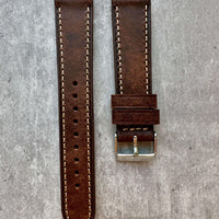 Thumbnail for Badalassi Carlo Waxed Cowhide Leather Watch Strap With Contrasting Cream Stitching