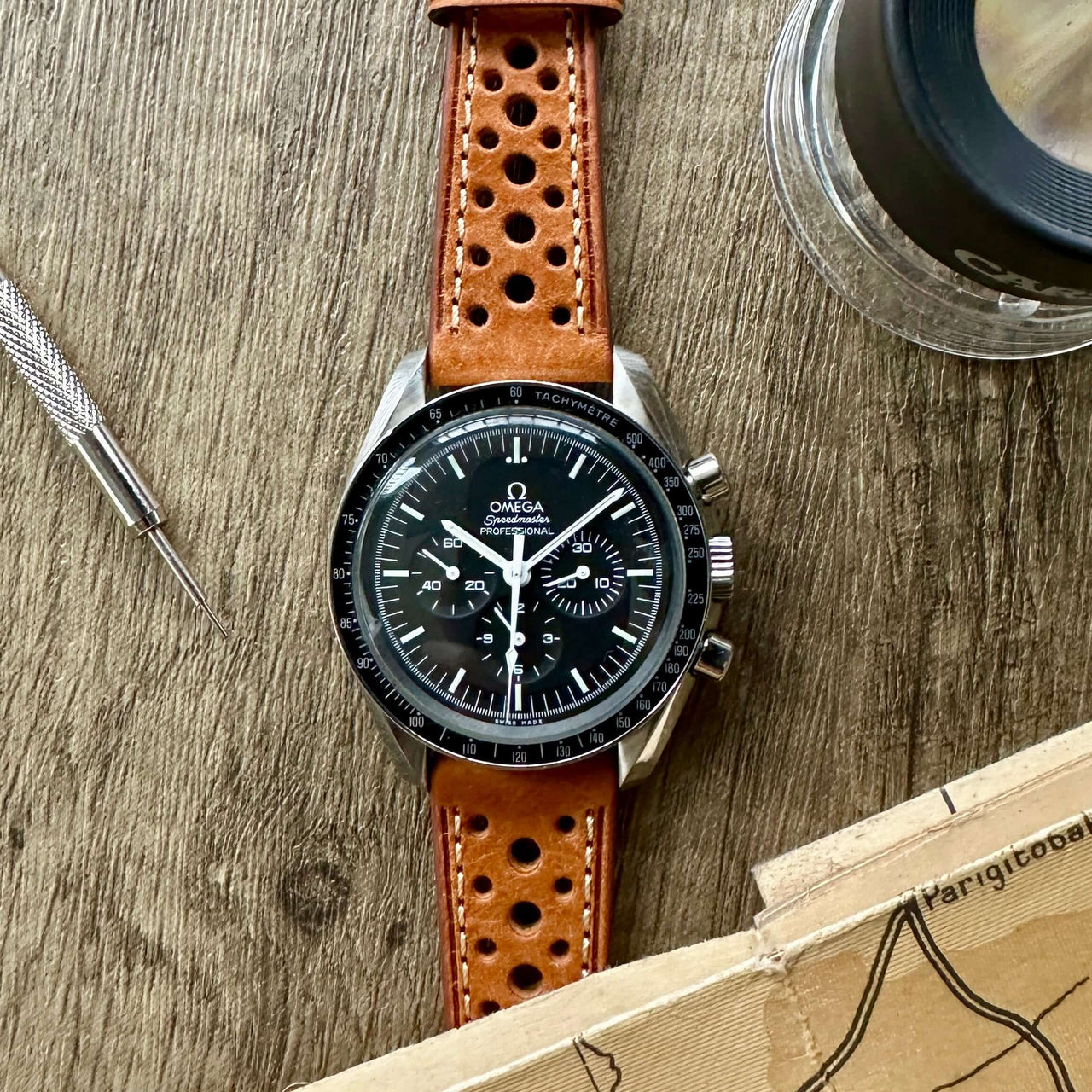Enzo Genuine Italian Perforated Rally Racing Watch Strap