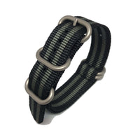 Thumbnail for Zulu Military Style Strap - Bond Black & Grey - Silver Buckle
