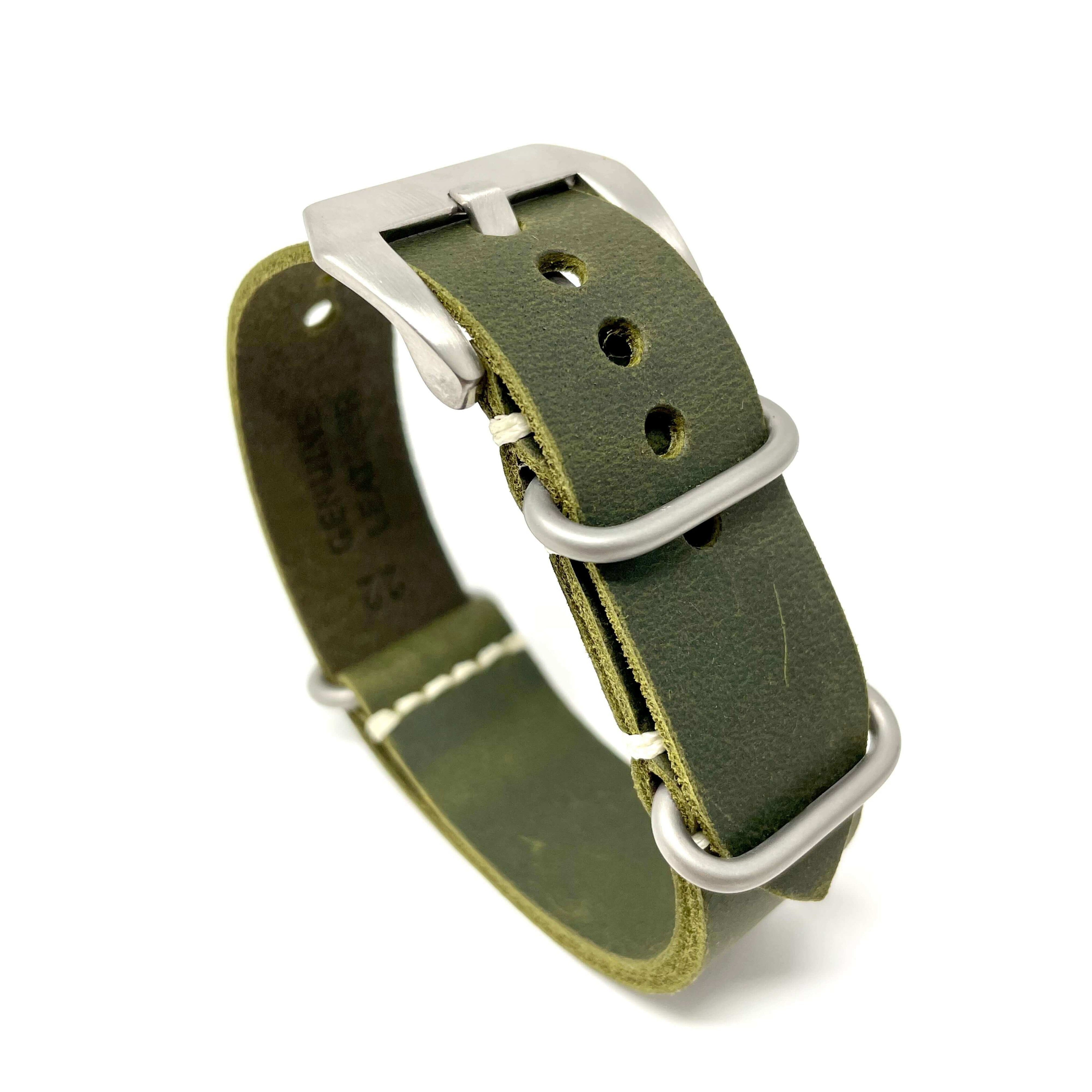 Italian Crazy Horse Leather Military Style Watch Straps