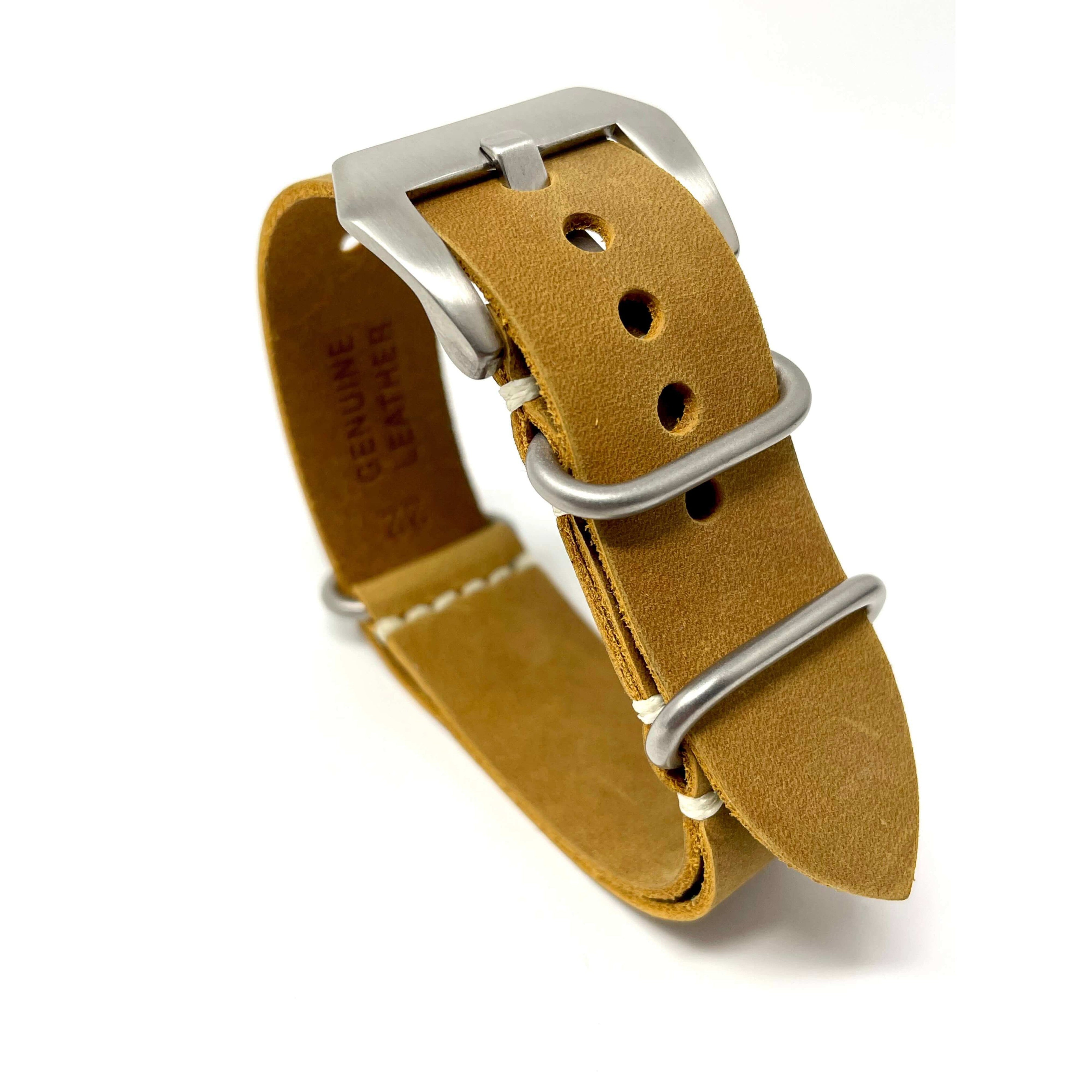 Italian Crazy Horse Leather Military Style Watch Straps