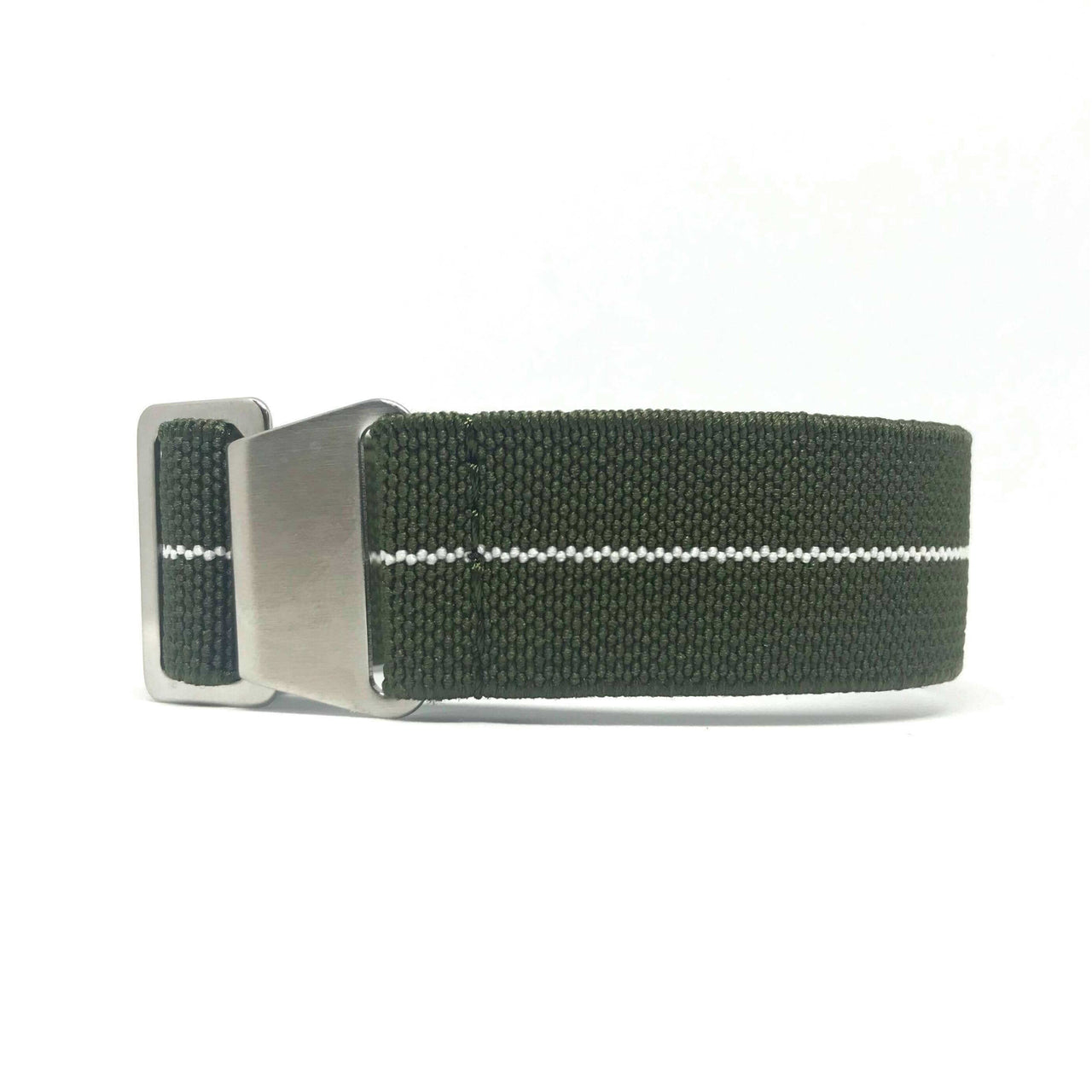 Marine Nationale Military Style Elastic Strap - Olive Green & White