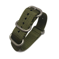Thumbnail for Zulu Military Style Strap - Military Green - Silver Buckle