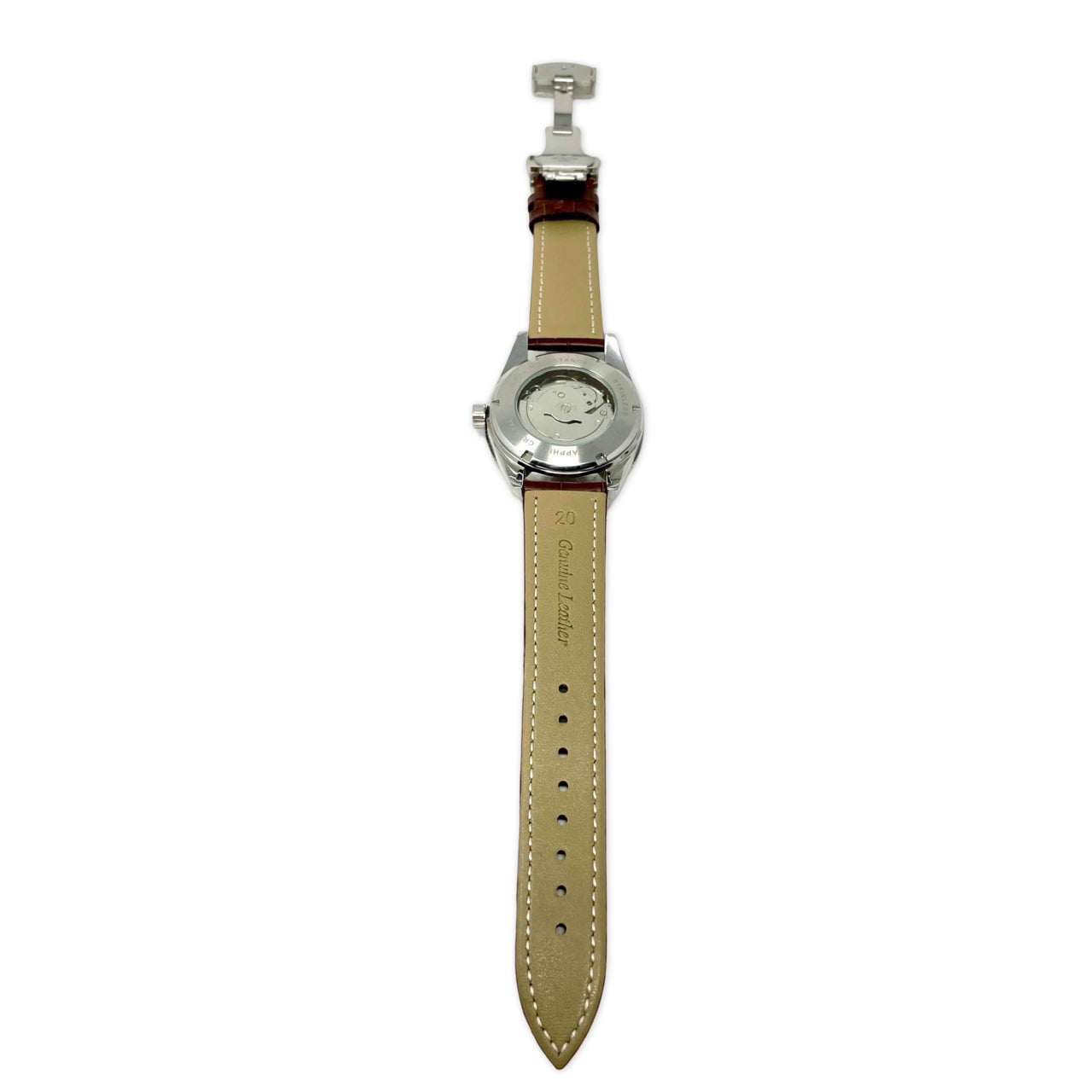 Genuine Leather Calfskin Premium Watch Strap with Stainless Steel Deployant Butterfly Clasp