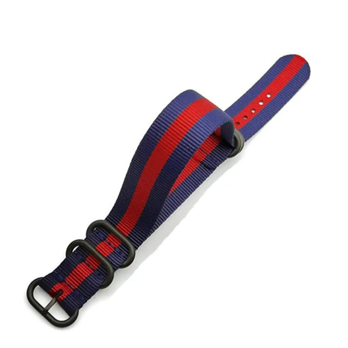 Zulu Military Style Strap - Red/Blue/Red - Silver Buckle