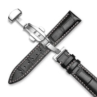 Thumbnail for Genuine Leather Calfskin Premium Watch Strap with Stainless Steel Deployant Butterfly Clasp