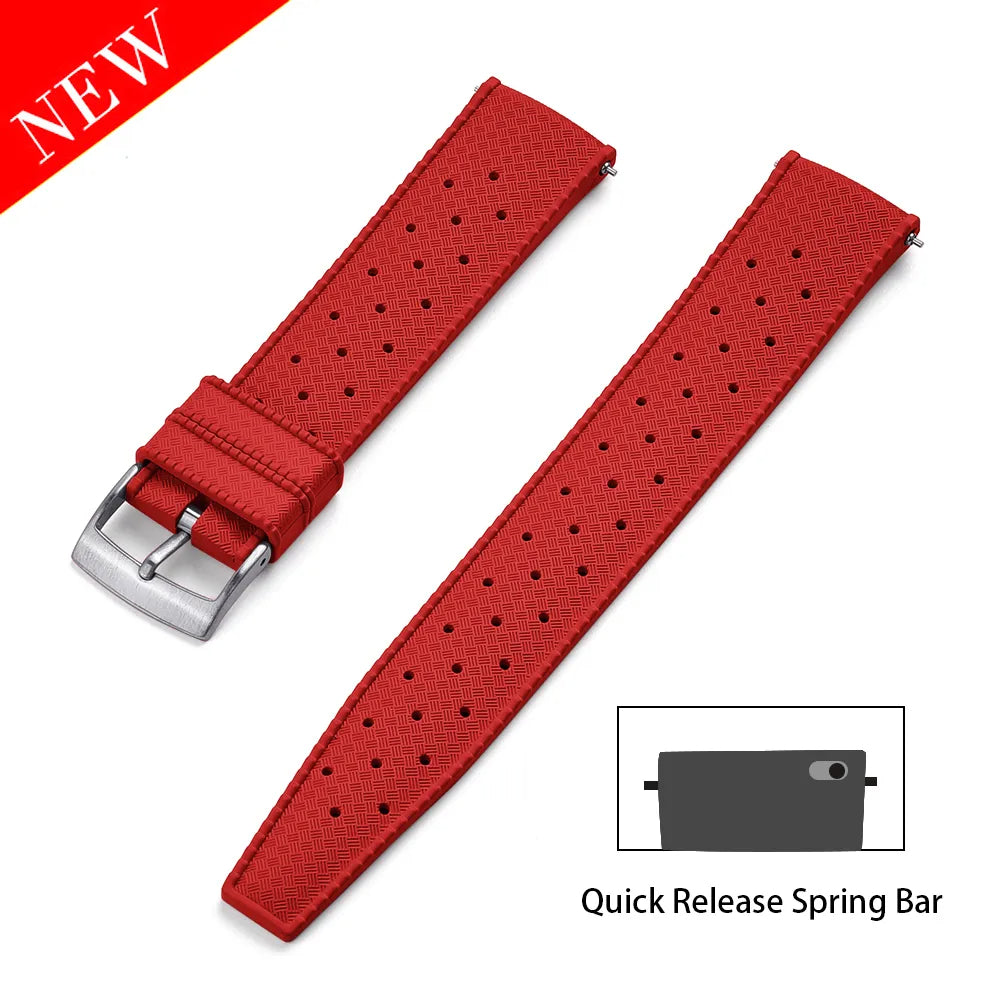 Red Tropical FKM Rubber Watch Strap