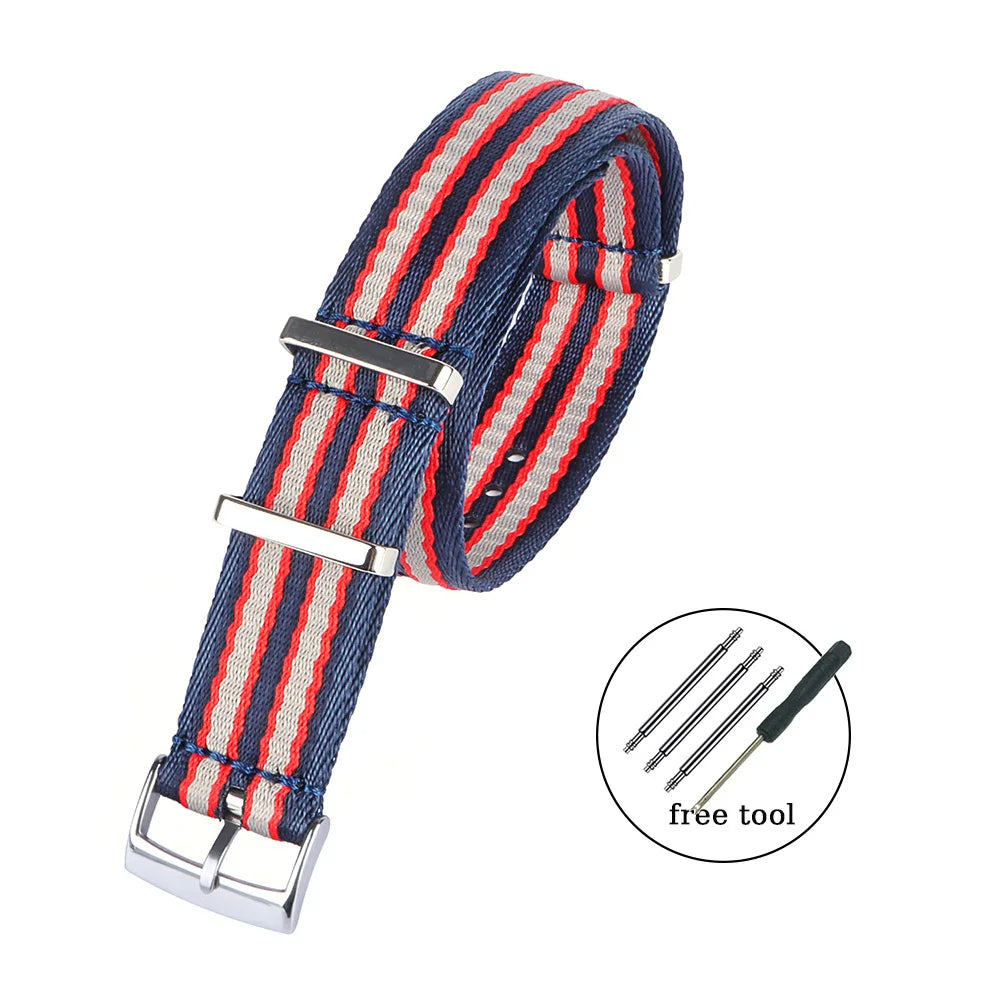 Seatbelt Military Style Strap - Blue & Red