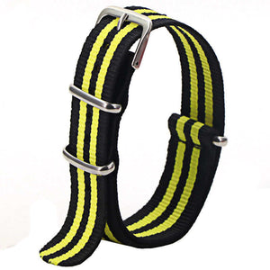 Classic Military Style Strap - Black & Yellow Stripes