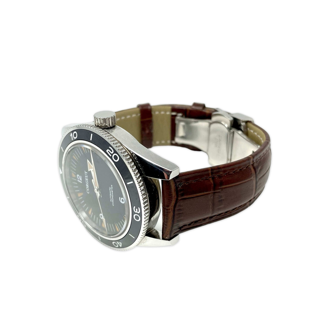 Genuine Leather Calfskin Premium Watch Strap with Stainless Steel Deployant Butterfly Clasp