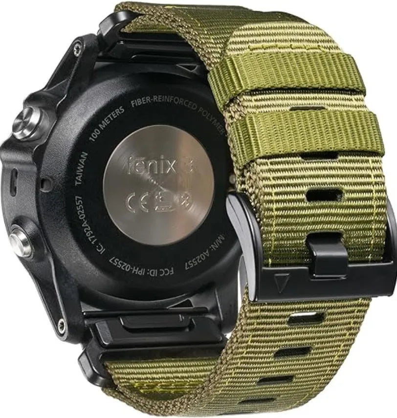 Nylon Military Style Watch Strap for Garmin in 22mm or 26mm Quickfit Connection
