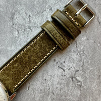 Thumbnail for Badalassi Carlo Waxed Cowhide Leather Watch Strap With Contrasting Cream Stitching