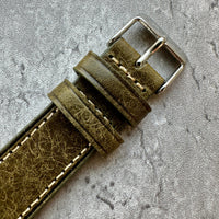 Thumbnail for Badalassi Carlo Waxed Cowhide Leather Watch Strap With Contrasting Cream Stitching