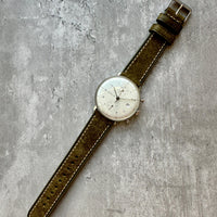 Thumbnail for Badalassi Carlo Waxed Cowhide Leather Watch Strap With Contrasting Cream Stitching