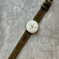 Thumbnail for Badalassi Carlo Waxed Cowhide Leather Watch Strap With Contrasting Cream Stitching