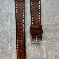 Thumbnail for Badalassi Carlo Waxed Cowhide Leather Watch Strap With Contrasting Cream Stitching