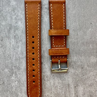Thumbnail for Badalassi Carlo Waxed Cowhide Leather Watch Strap With Contrasting Cream Stitching