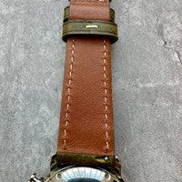 Thumbnail for Badalassi Carlo Waxed Cowhide Leather Watch Strap With Contrasting Cream Stitching