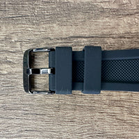 Thumbnail for Black Silicone Rubber Dive Watch Strap - 18mm 20mm 22mm 24mm - Premium Design with Knurled Diamond Pattern Strap - Black Buckle
