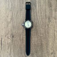 Thumbnail for Black Silicone Rubber Dive Watch Strap - 18mm 20mm 22mm 24mm - Premium Design with Knurled Diamond Pattern Strap - Black Buckle