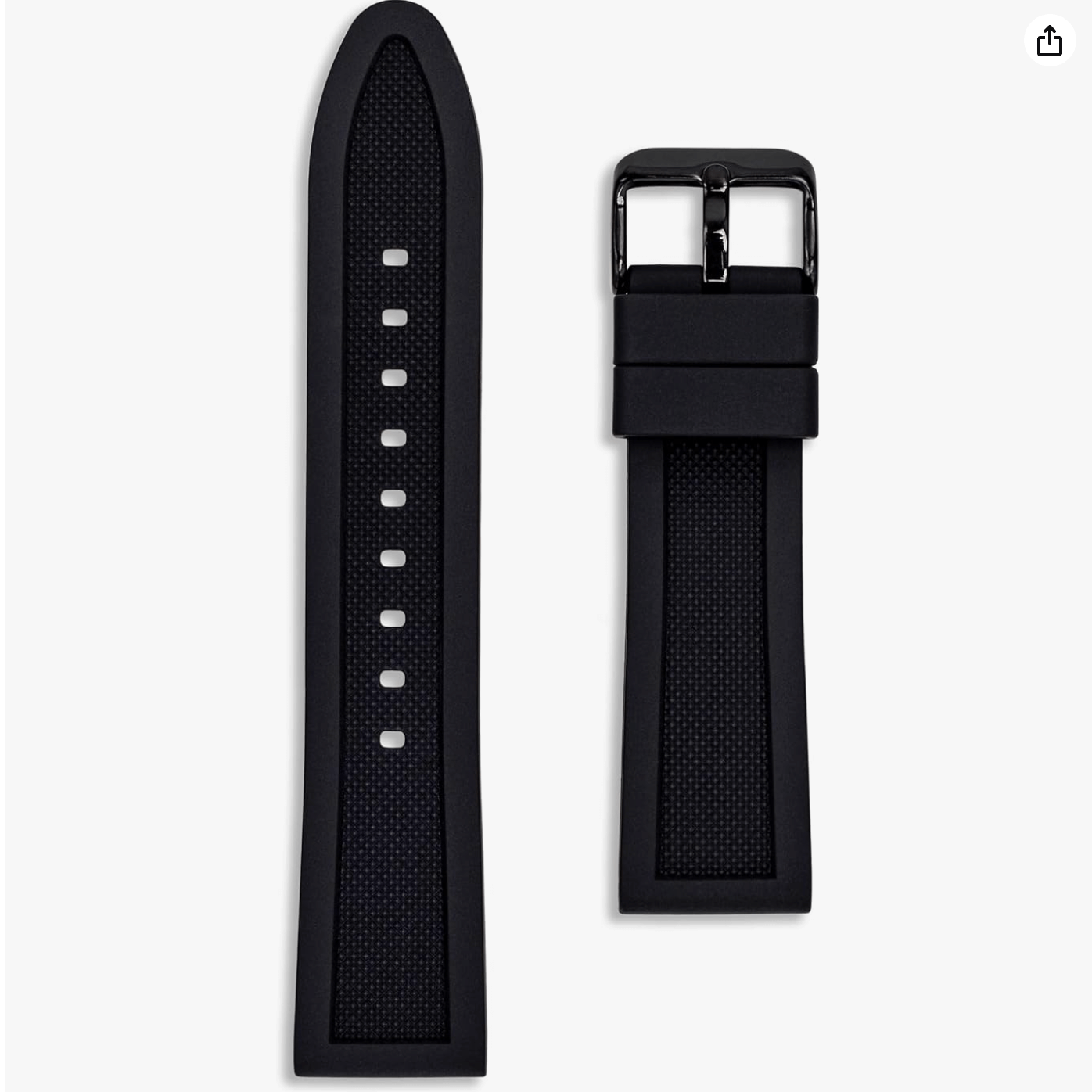 Black Silicone Rubber Dive Watch Strap - 18mm 20mm 22mm 24mm - Premium Design with Knurled Diamond Pattern Strap - Black Buckle
