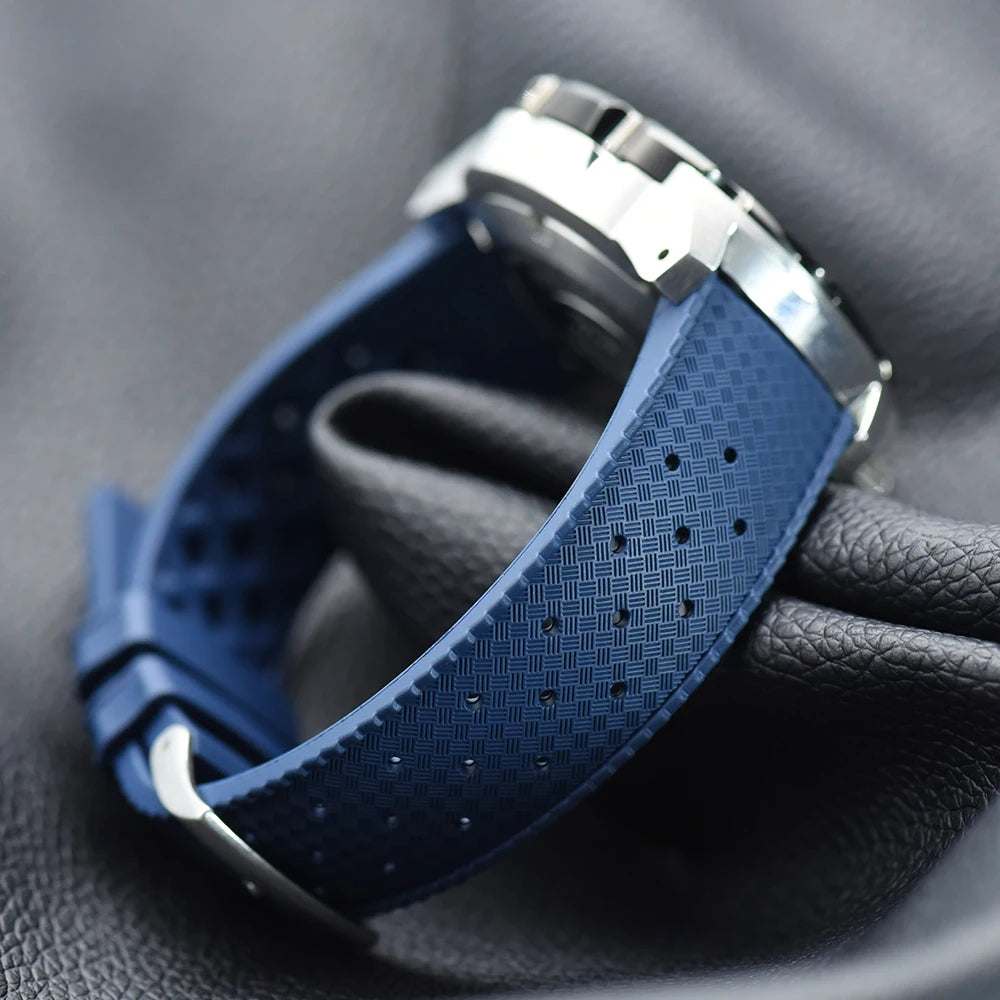Black Tropical FKM Rubber Watch Strap