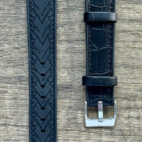 Thumbnail for Cayman Hybrid Leather & Silicone Watch Strap- Crocodile Style Grain
