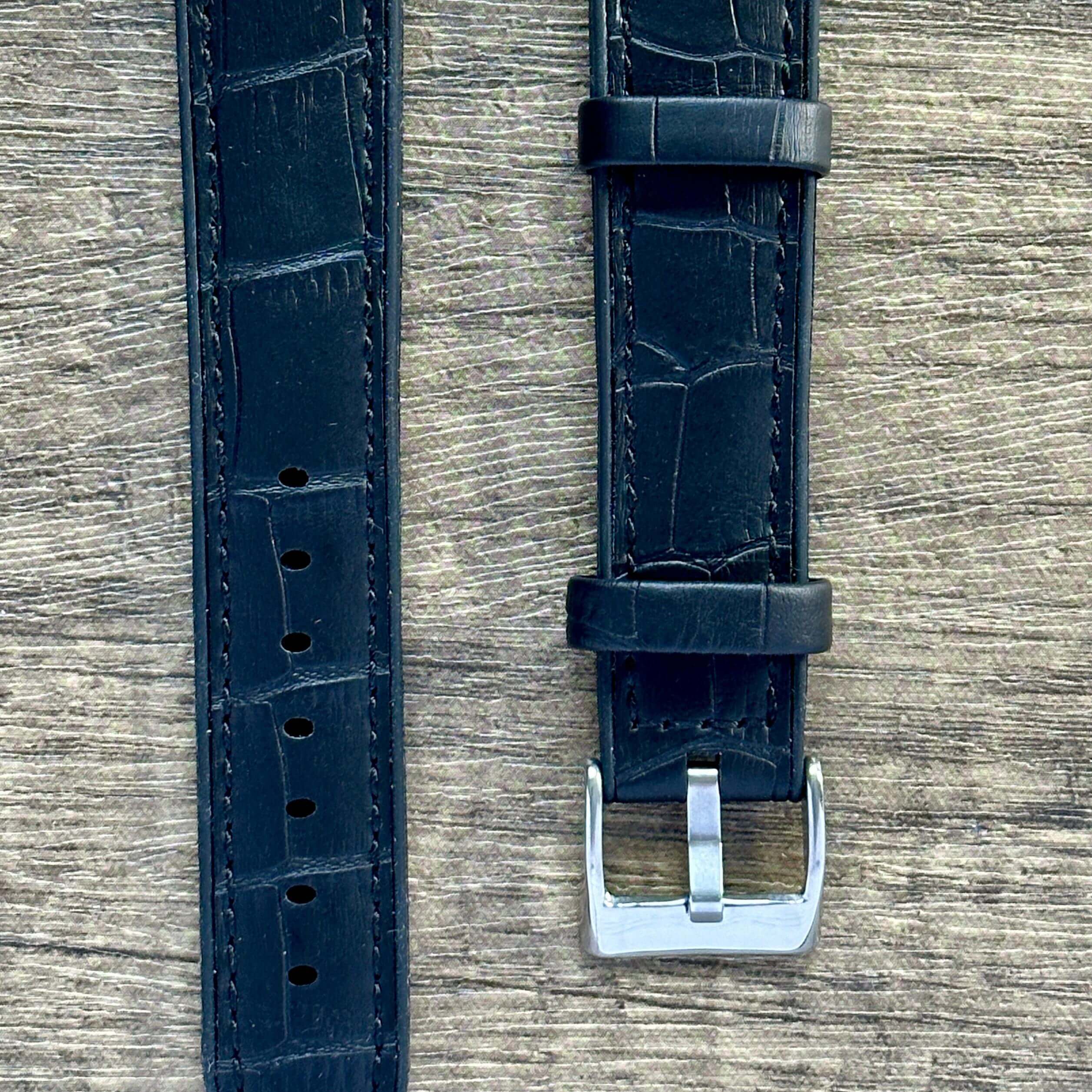 Cayman Hybrid Leather & Silicone Watch Strap- Crocodile Style Grain