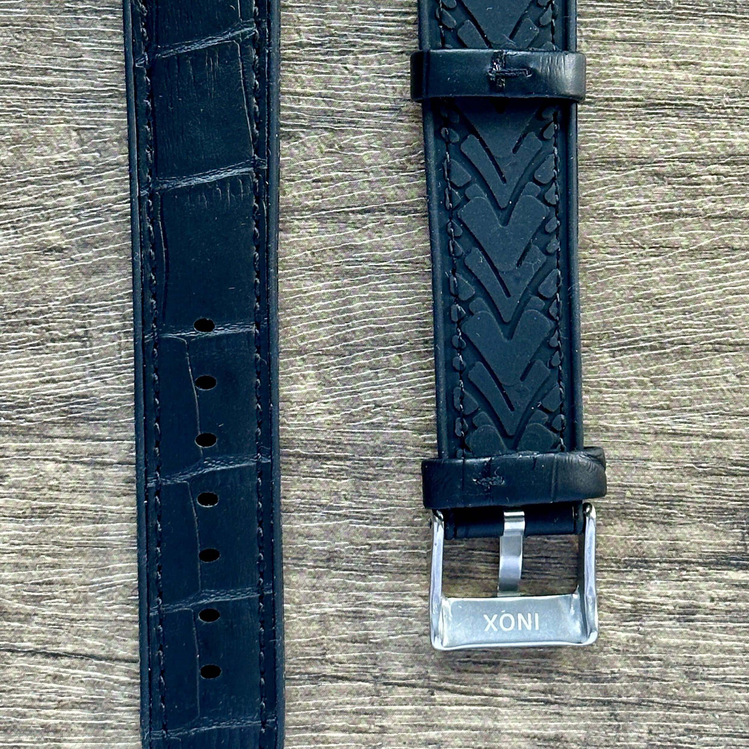 Cayman Hybrid Leather & Silicone Watch Strap- Crocodile Style Grain