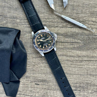 Thumbnail for Cayman Hybrid Leather & Silicone Watch Strap- Crocodile Style Grain