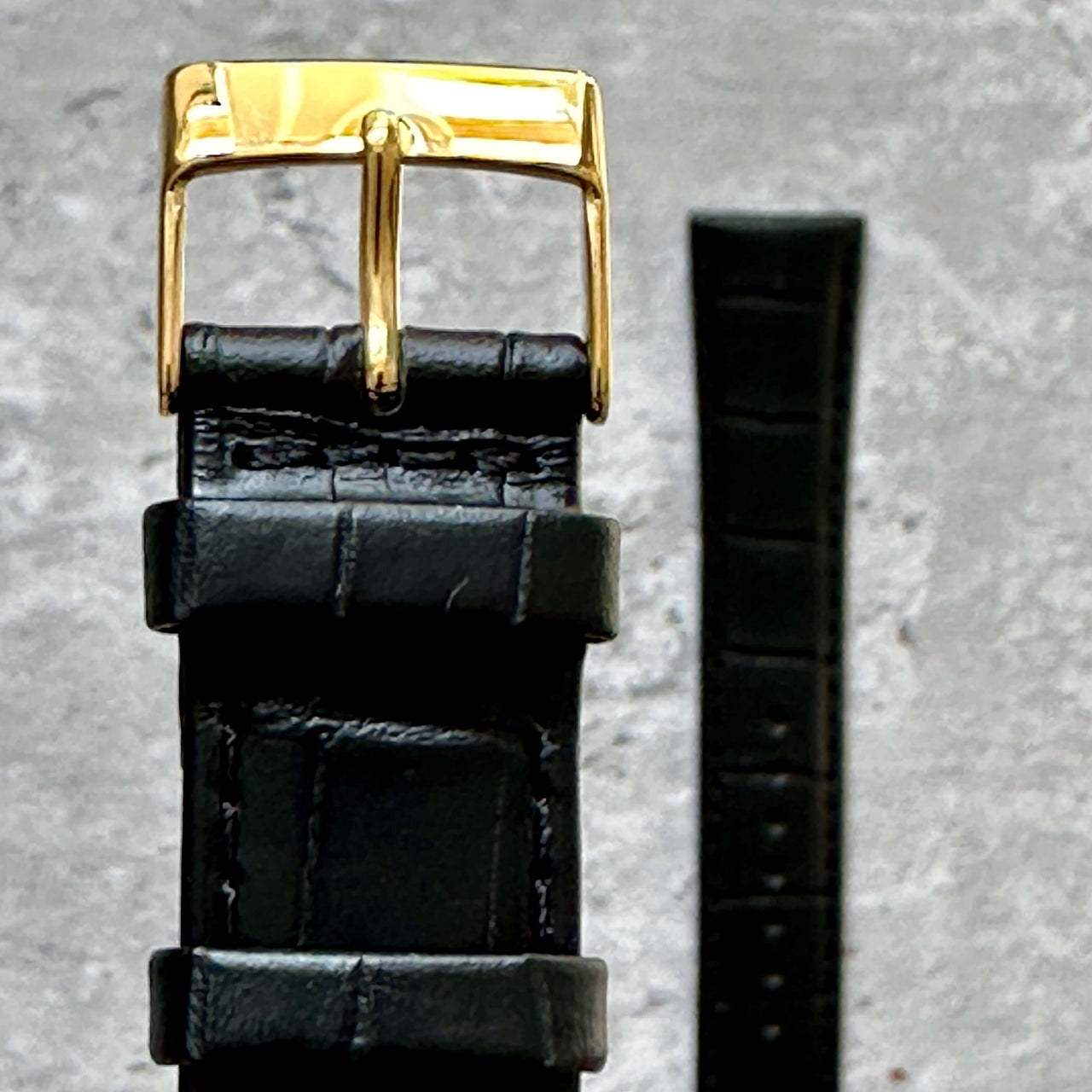 Crocodile Grain Leather Watch Strap Black- Available in all sizes