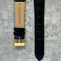 Thumbnail for Crocodile Grain Leather Watch Strap Black- Available in all sizes