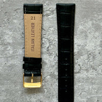 Thumbnail for Crocodile Grain Leather Watch Strap Black- Available in all sizes