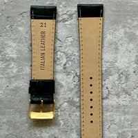 Thumbnail for Crocodile Grain Leather Watch Strap Black- Available in all sizes