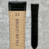 Thumbnail for Crocodile Grain Leather Watch Strap Black- Available in all sizes
