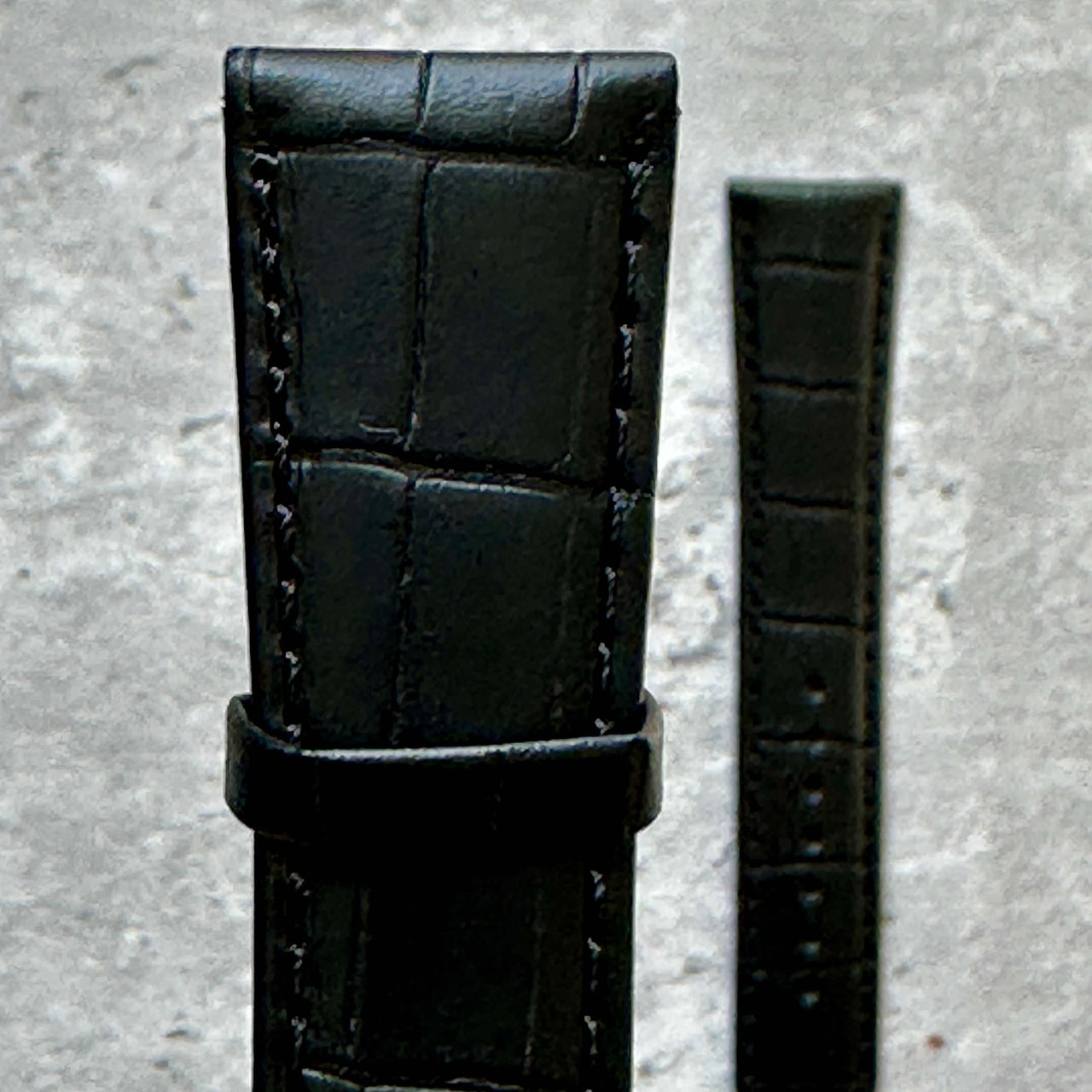 Crocodile Grain Leather Watch Strap Black- Available in all sizes