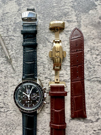 Thumbnail for Genuine Leather Calfskin Premium Watch Strap with Stainless Steel Deployant Butterfly Clasp