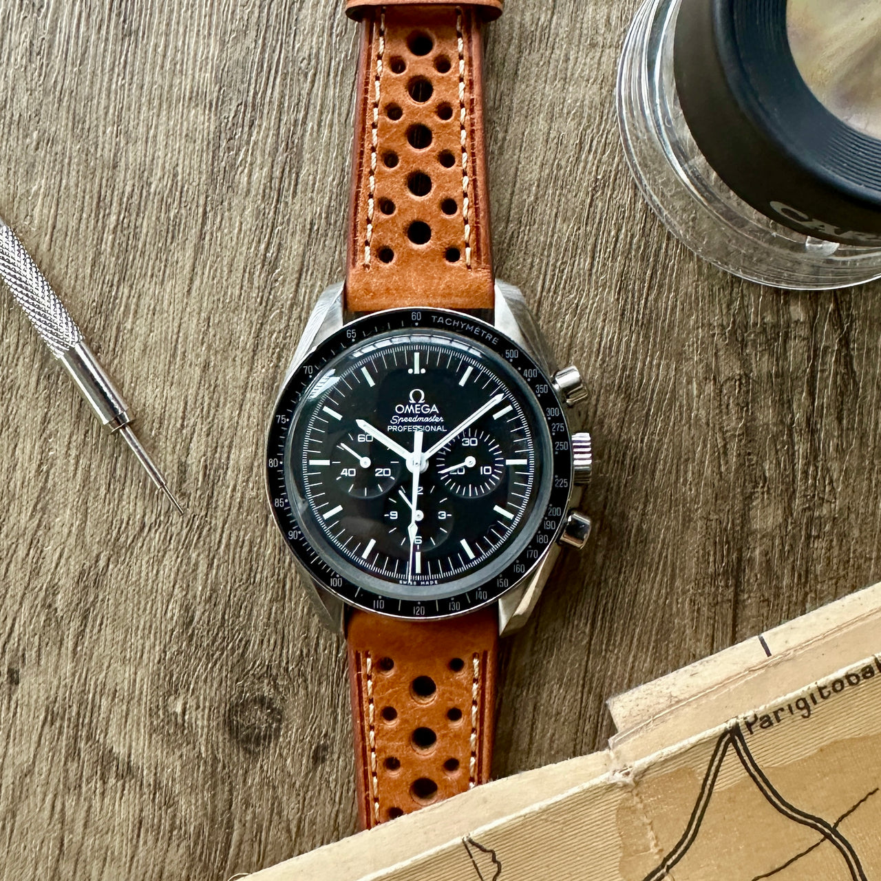 Enzo Genuine Italian Perforated Rally Racing Watch Strap