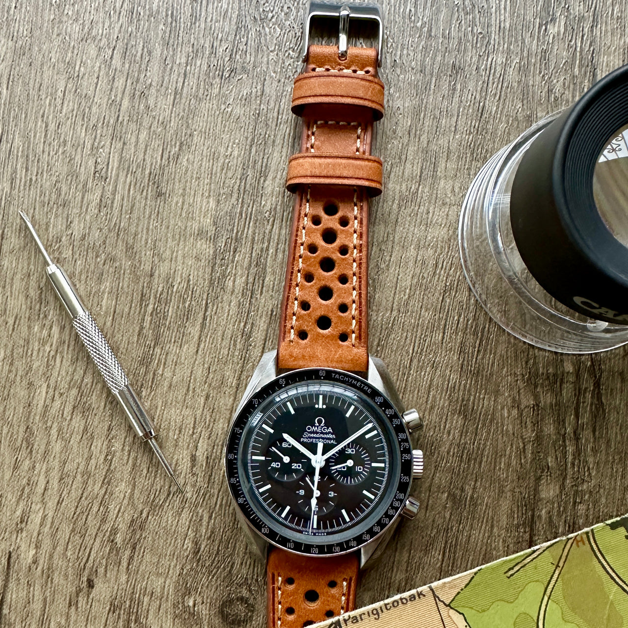 Enzo Genuine Italian Perforated Rally Racing Watch Strap