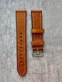 Thumbnail for Badalassi Carlo Waxed Cowhide Leather Watch Strap With Contrasting Cream Stitching