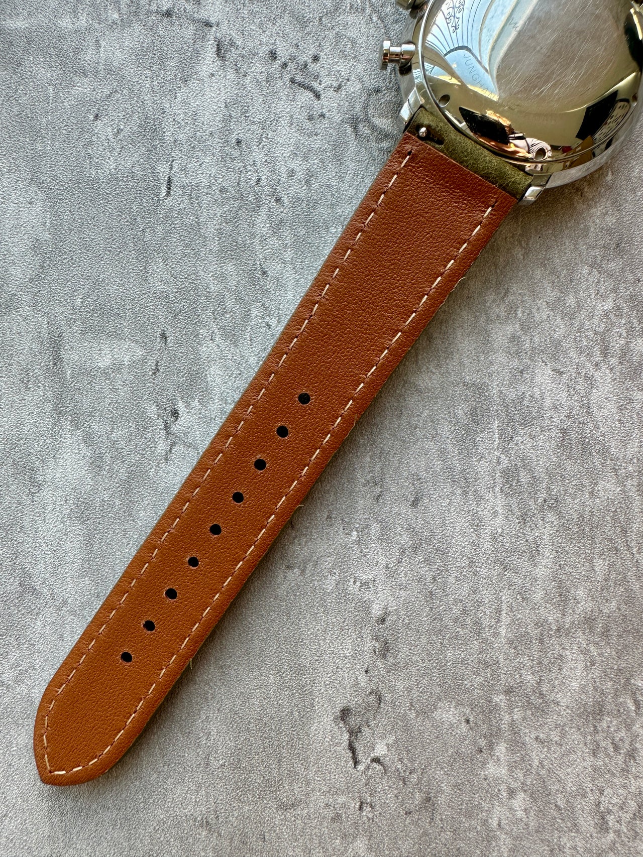 Badalassi Carlo Waxed Cowhide Leather Watch Strap With Contrasting Cream Stitching