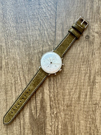 Thumbnail for Badalassi Carlo Waxed Cowhide Leather Watch Strap With Contrasting Cream Stitching