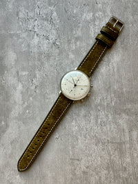 Thumbnail for Badalassi Carlo Waxed Cowhide Leather Watch Strap With Contrasting Cream Stitching