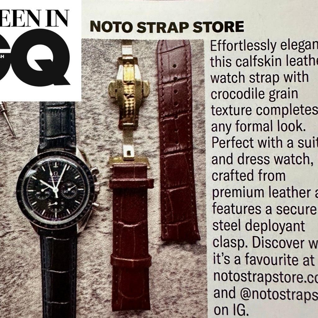 Genuine Leather Calfskin Premium Watch Strap with Stainless Steel Deployant Butterfly Clasp