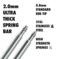 Thumbnail for Ultra-thick 2mm diameter spring bars with standard 0.8mm tips (Pack of 4)