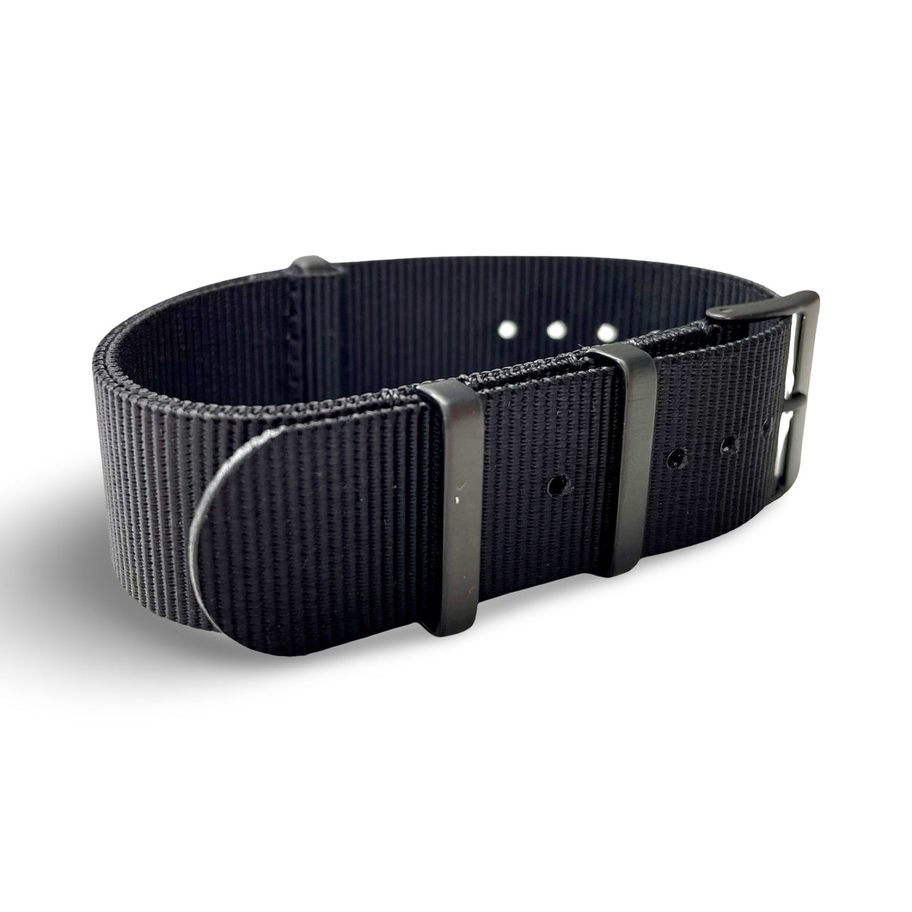Classic Military Style Strap - Black With Black Buckle PVD